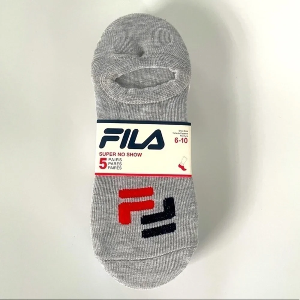 Fila women’s Super No Show socks 5 pack gray white size 6-10 - Picture 1 of 2